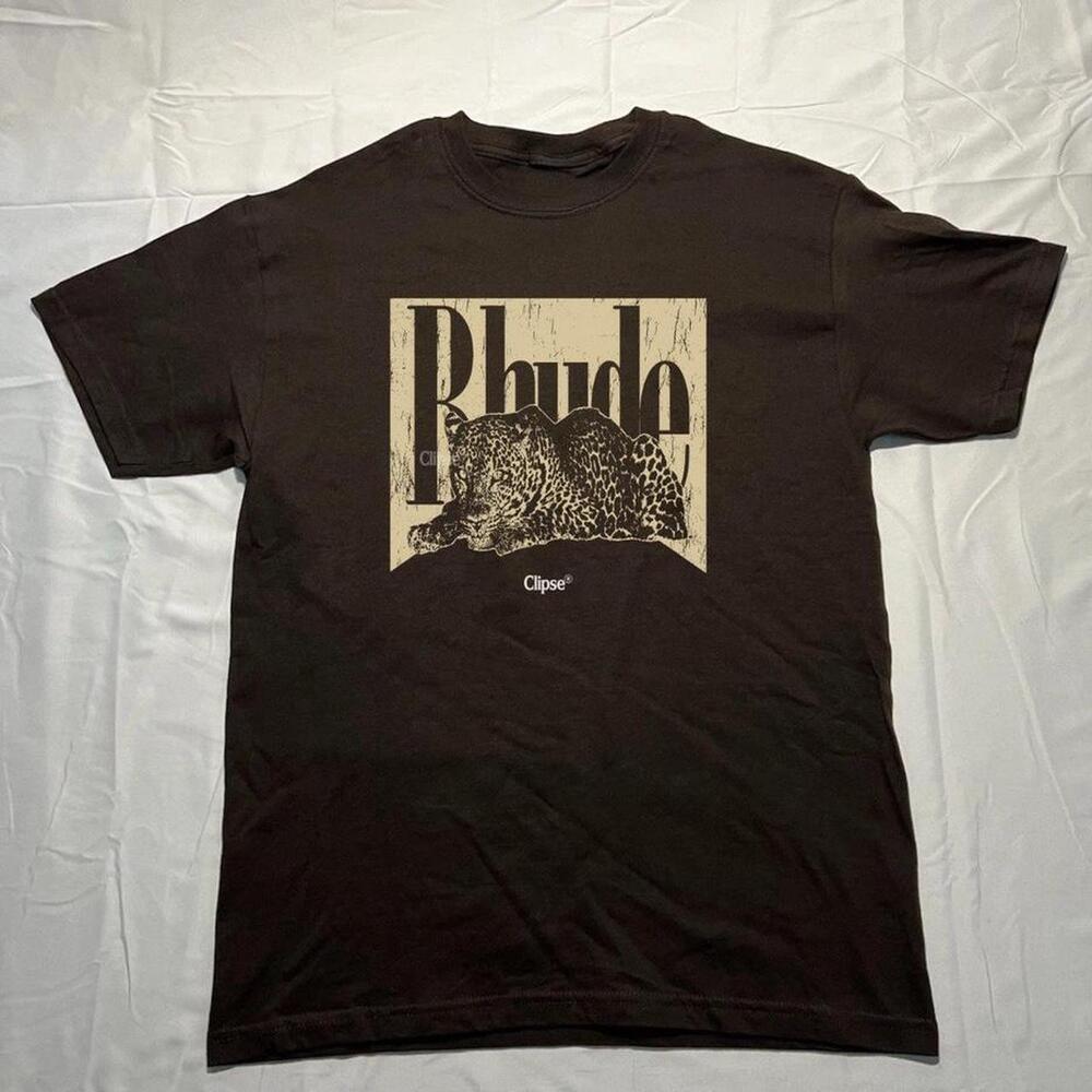 Rhude Black Leopard Print T-Shirt